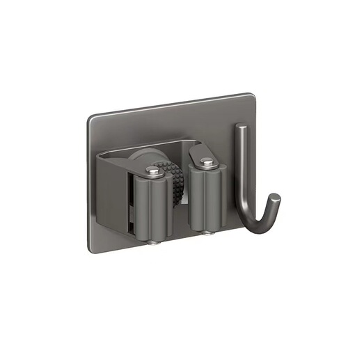 Gun gray mop clip hook bathroom punch-free multi-functional broom fixed hanger wall stainless steel wall-mounted
