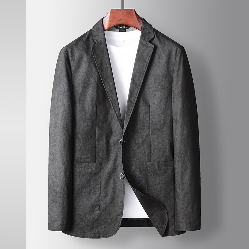 Clearance Sale Men's Casual Suit 2026 Spring and Autumn New Denim Blue Slightly Stretchable Single Jacket for Young and Middle-Aged Men Solid Color Suit