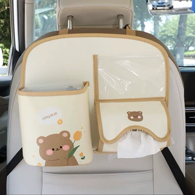Car Anti-Kick Mat Rear: Chair back anti-kick pad - tulip-bear-type-a-three-in-one-horizontal-storage-bag