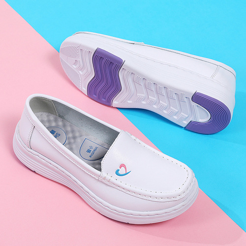 New Summer Four-Season Nurse Shoes for Women, Comfortable Soft Sole, Non-Slip, Breathable, Versatile Genuine Leather Anti-Odor Flat Shoes