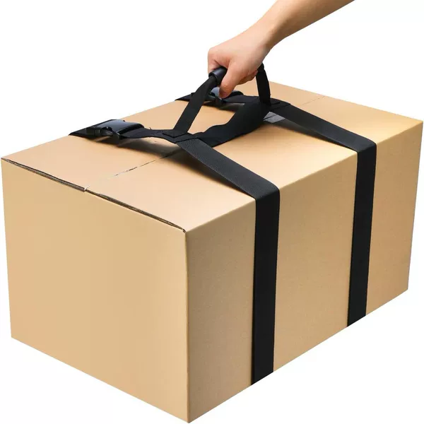 H-Shaped Portable Strap for Safely Moving and Lifting Heavy Boxes, Adjustable Length, with Storage Design