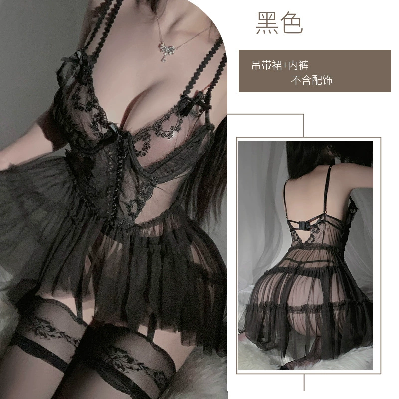 Сексуальное кружевное slip-платье, пижама, набор для принцессы, французский стиль, с вышивкой