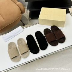 高版小众2025新款羊皮毛一体厚底一脚蹬懒人一字露趾休闲毛毛拖女