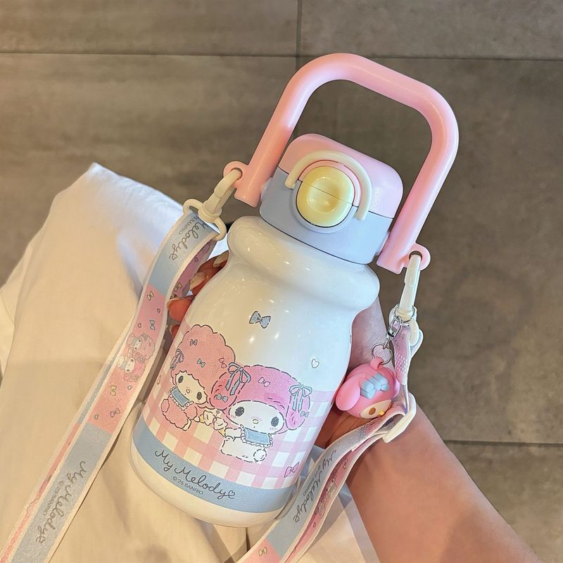 三丽鸥可爱儿童保温杯2025新款大容量手提水壶女生双饮吸管杯防摔|undefined