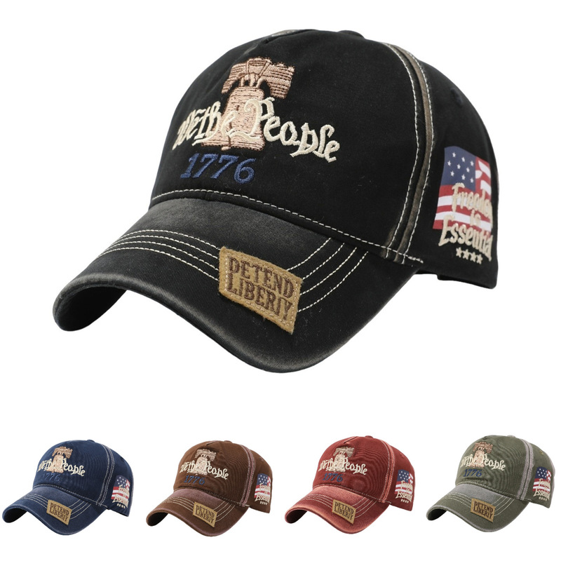 In-stock We The People letter embroidered baseball cap, 250th anniversary commemorative cap, foreign trade European and American style hat In-stock We The People letter embroidered baseball cap, 250th anniversary commemorative cap, foreign trade European and American style hat
