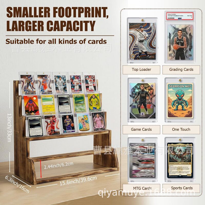 Cross-border wooden sports card storage rack, solid wood multi-layer ladder-style card display rack, game card storage rack Cross-border wooden sports card storage rack, solid wood multi-layer ladder-style card display rack, game card storage rack