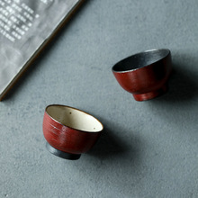 全手工陶泥薄胎颜色釉素胎单杯故宫红手绘双色釉功夫茶具红品茗杯