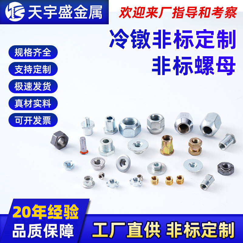 冷镦非标定 制螺母304不锈钢源头工厂多工位冷镦加工异形非标螺母