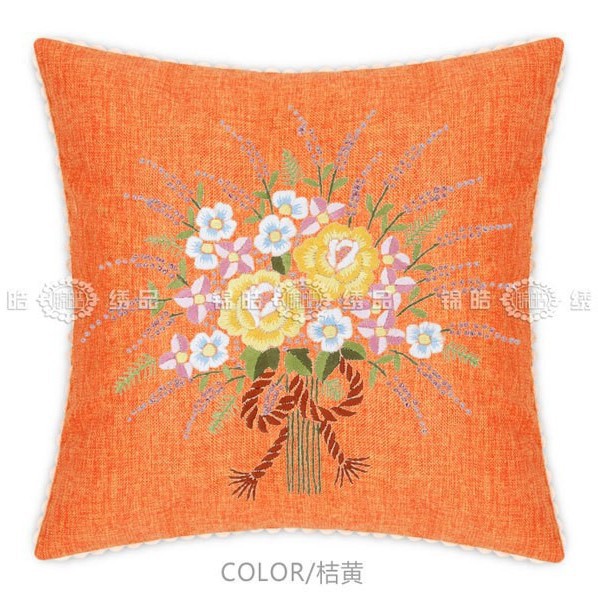 Fábrica al por mayor de color de impresión bordado de la cinta hecha a mano DIY paquete de material cojín funda de almohada flor frente mariposa volando doble platillo Flying dance