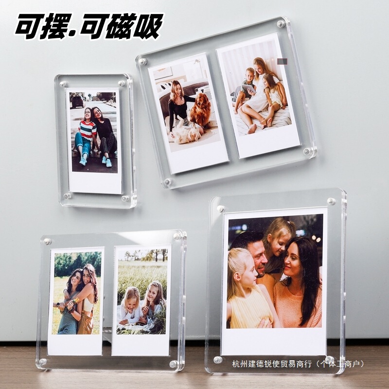 Acrylic Transparent Polaroid Photo Frame Table Fuji Mini Mini Polaroid Magnetic Refrigerator Magnet Display Frame