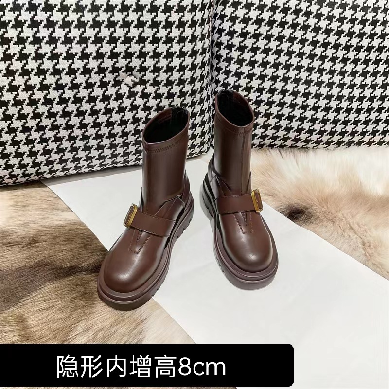 内增高8cm马丁靴女2023秋冬新款时尚百搭瘦瘦靴子网红ins潮酷短靴