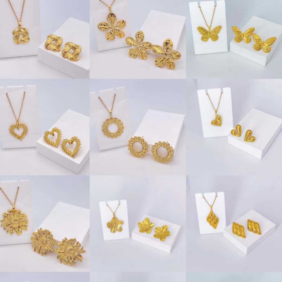 Cross-Border Popular Necklace Earrings Jewelry Set for Women 2025 New Titanium Steel Earrings Jewelry Set Wholesale