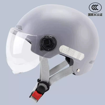 Motosiklet kaskı (dəbilqə) – men's four seasons safety helmet - 3c-frosted-ash-short-transparent-lens