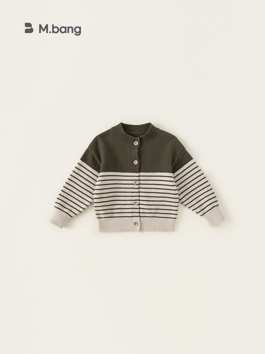 Yubao ropa infantil para niños Cardigan rayado primavera y otoño nuevo suéter casual multifuncional abrigo suéter de punto suelto para niños