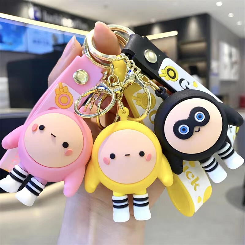 Cute Internet celebrity cartoon Three-dimensional large egg doll Keychain Car schoolbag pendant keychain gift wholesale