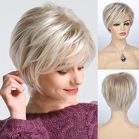Foreign Trade Wig Aliexpress Women's Short Hair European and American Fashion Light Gold Chemical Fiber Wig Headgear Manufacturer Wholesale Wig