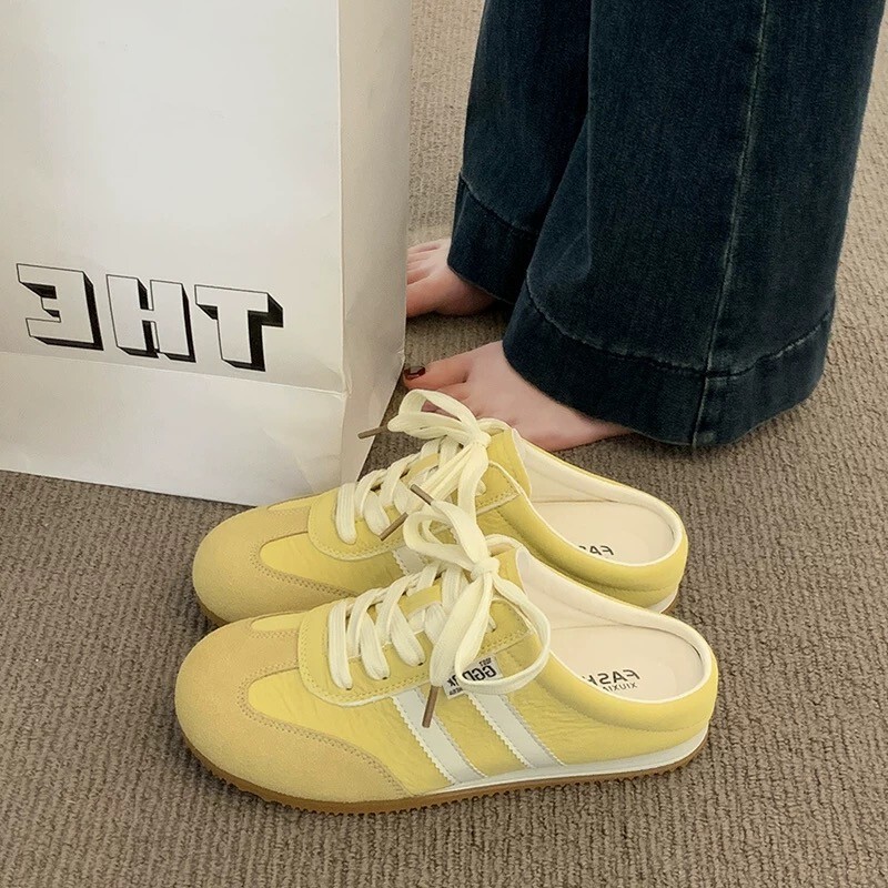 包头拖鞋女外穿新款黄色德训鞋半拖无后跟阿甘鞋一脚蹬女鞋|undefined