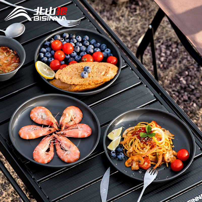 Beishan Wolf Outdoor Tableware Aluminum Alloy Dinner Plate Camping Picnic Portable suit Picnic Food Grade High Temperature Resistant Dishes