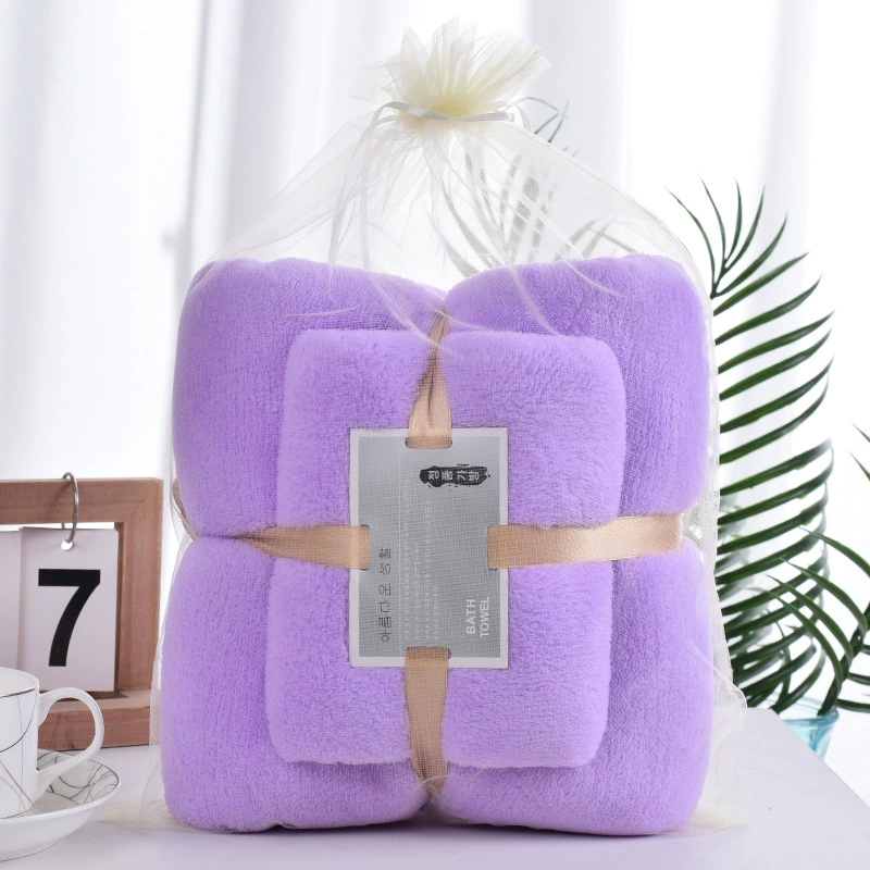 High-end coral soft bath towel, set, increased thickness, water absorbent, wholesale