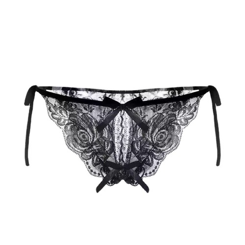 Sexy sexy lace open thong, strappy bow, hollow see-through briefs, charming underwear