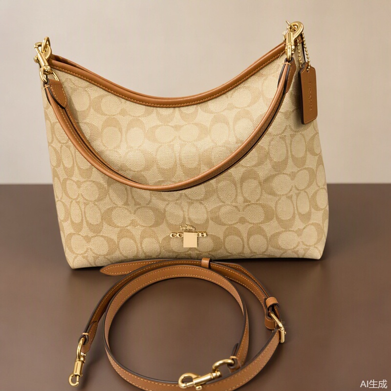 Laurela Milk Tea Color Monogram Solid Color Crossbody Tote Underarm Bag Large Capacity Hobo Bag Versatile Retro