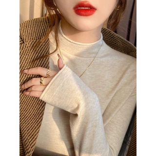 修身显瘦洋气针织打底女中领秋冬2025新款半高领毛衣内搭长袖上衣