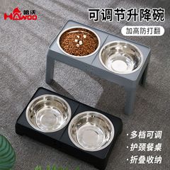 狗狗不锈钢双碗超大号可折叠餐桌可调节高脚狗盆中大型犬狗粮碗
