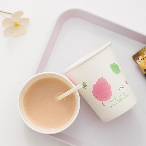 50 disposable paper cups, thickened 250ml virgin wood pulp water cup, coffee juice, milk tea, hot drink cup wholesale