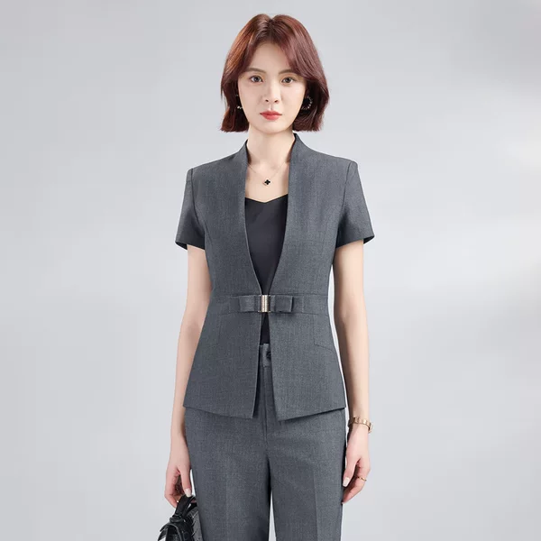 Yr3201 Thin Business Attire for Women 2026 Summer Short-Sleeved Suit Set Hotel Front Desk Jewelry Store Work Clothes