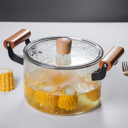 Double-eared glass pot, high borosilicate pot, stew pot for soup, high temperature gas steamer, heat-resistant electric ceramic stove