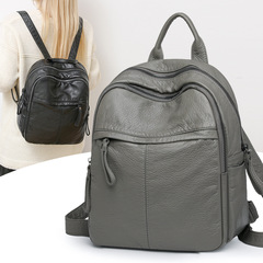 2025年春の新作ファッションウォッシュドレザーバックパック、女性の外出や通勤に最適、ソフトレザー、超軽量、防水バックパック