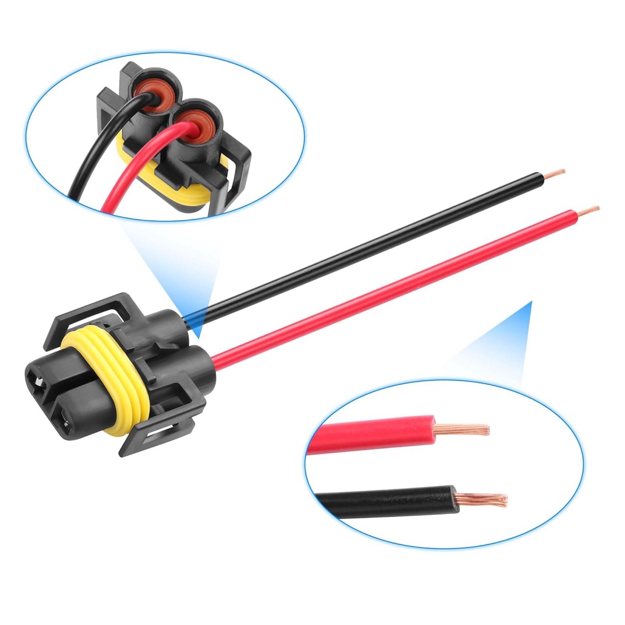 H8H11 汽车大灯雾灯氙气灯电源改装连接器公母插座连接线束