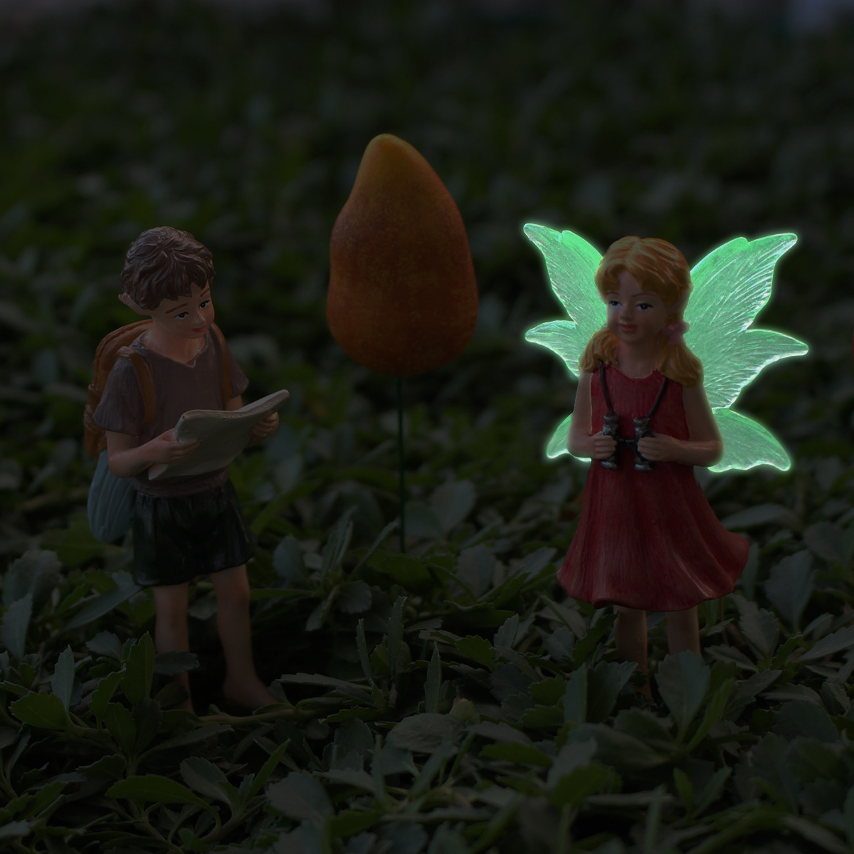 Outdoor Garden Simulation Adventure Backpack Flower Fairy Plug-in Farm Lawn Decoration Luminous Flower Fairy Ornaments for Men and Women