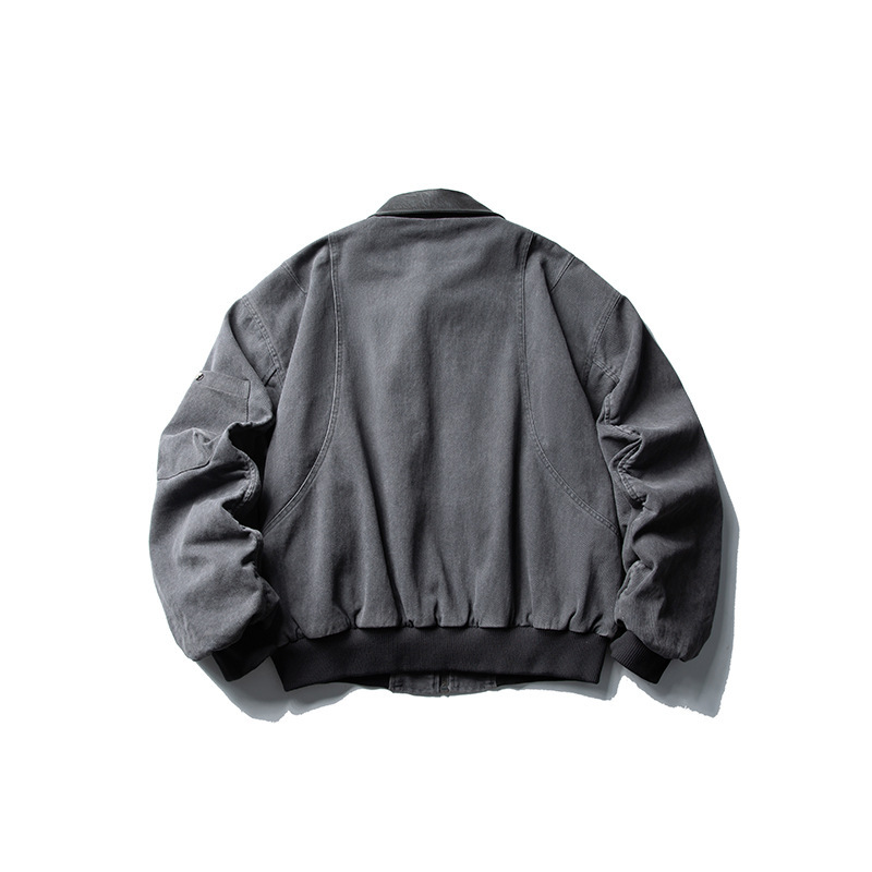 城市凡品 2025年秋季新款重磅水洗翻领bomber夹克cleanfit夹克|undefined
