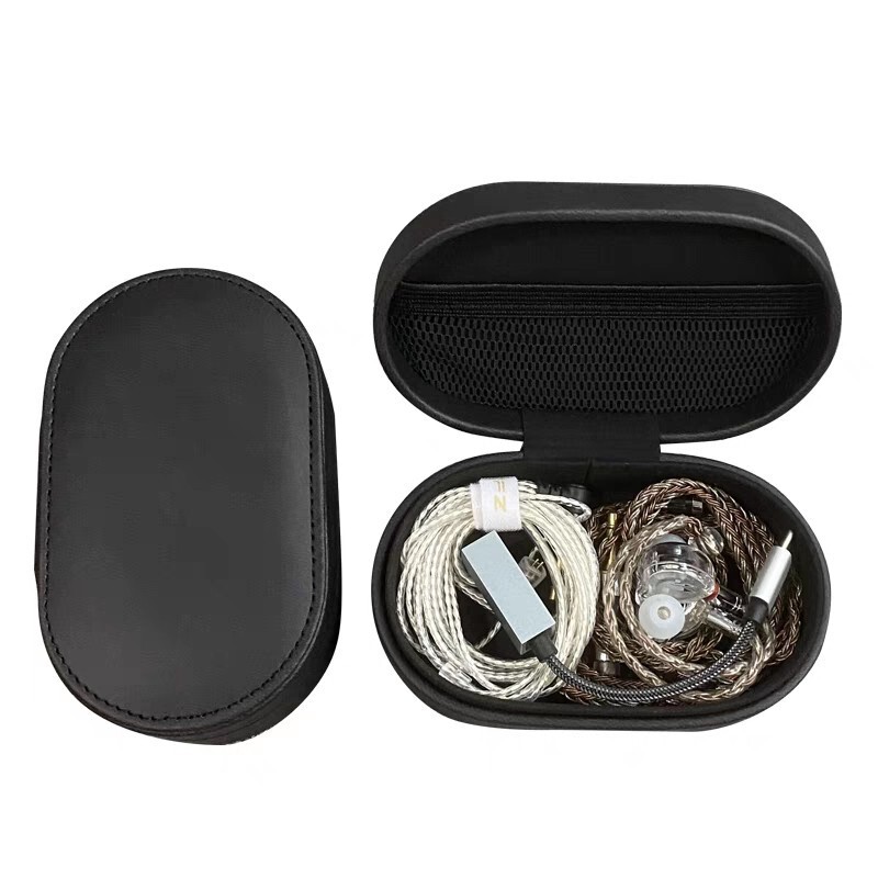 Leather HiFi Headphone Cosmetics Bag Anti-pressure Box Large Cavity In-ear Private Model Headphone Genuine Leather Protective Cover Portable