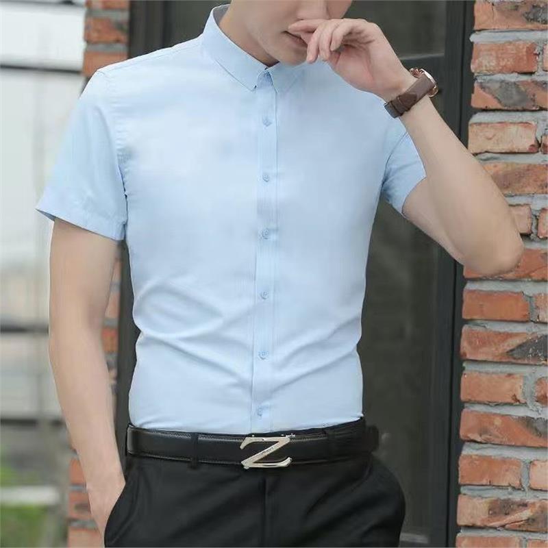 Summer Pure White Short-Sleeved Shirt Men's Slim Business Casual Tops Summer New Non-Iron Shirt Jacket