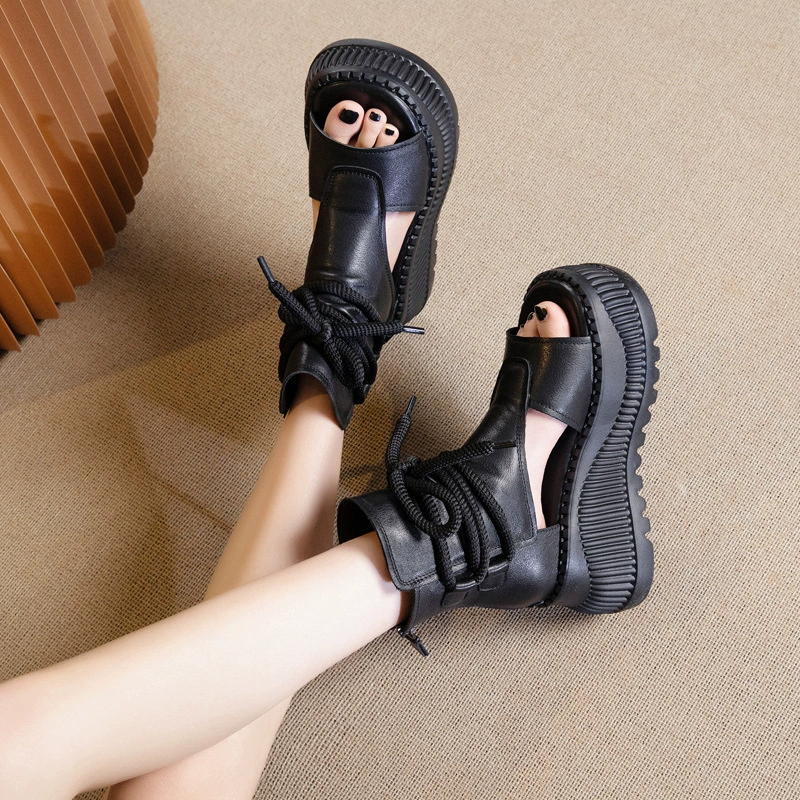 Sandals, summer footwear platform, genuine leather