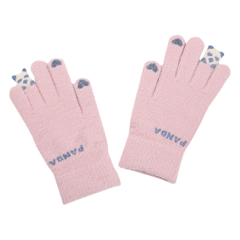 Nueva felpa guantes de invierno ciclismo guantes de punto Otoño e Invierno niñas lindo frío-prueba pantalla táctil guantes calientes al por mayor