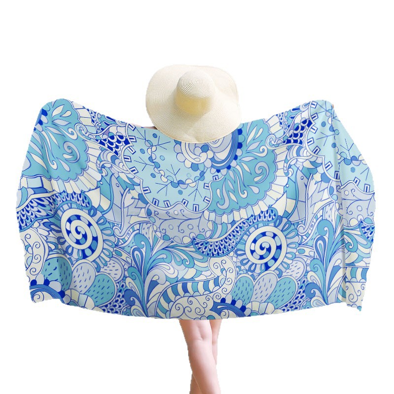 Toalla de playa Toalla de baño Toalla de microfibra al por mayor Cojín rectangular de playa Toalla de baño impresa digital Mantón