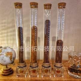 跨境玻璃木塞雪茄罐 带标识底座便携收纳筒165