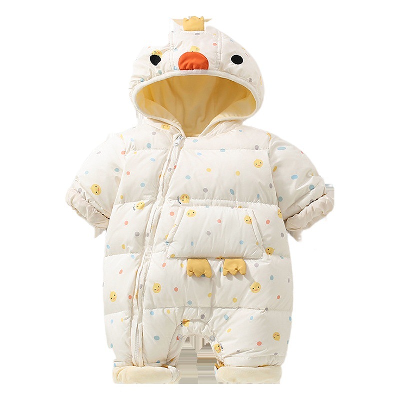 Baby down Jumpsuit, Winter Velvet, Male and Female Baby Outing Clothes, Newborn Winter Clothes, White Duck down Fluffy