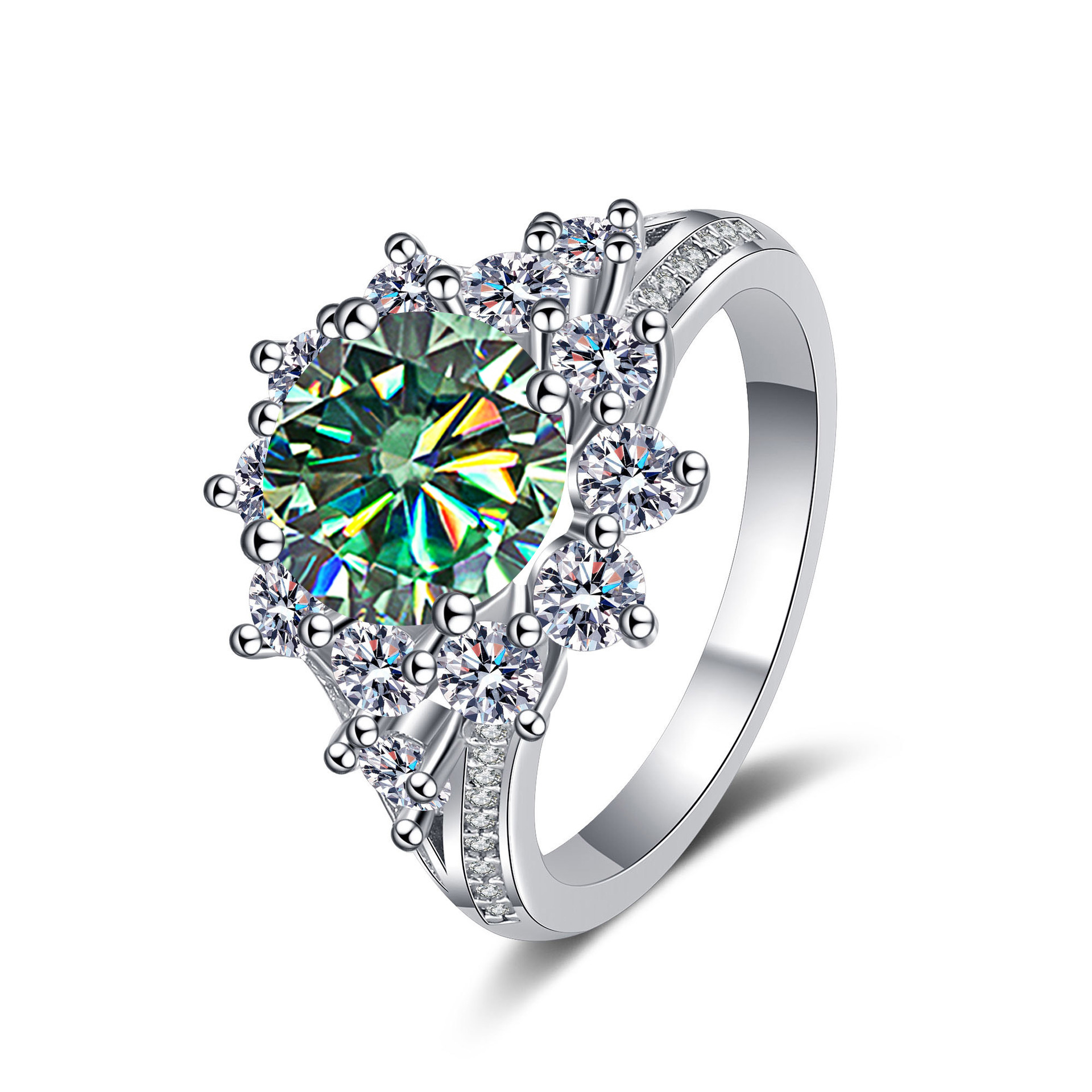 925 anillo de plata esterlina mujer 3 quilates color moissanita ligera anillo de viento de lujo chapado pt950 oro meson fábrica en stock