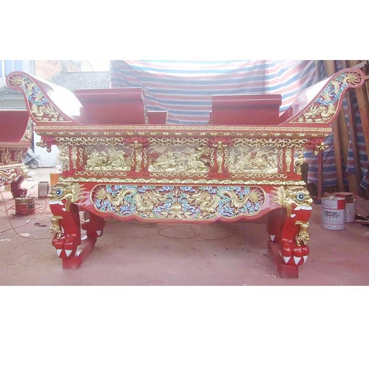Temple Tao Guan Zong Temple Solid Wood Wood Carving Buddha Table Offering Table Camphor Wood Imitation Mahogany Ingot Offering Table