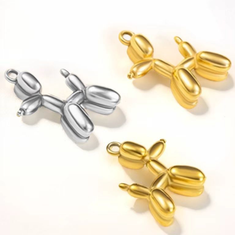 Collana hip hop con ciondolo a forma di cane 3D con palloncino carino e cucciolo in acciaio al titanio Yilu You_voghion.com