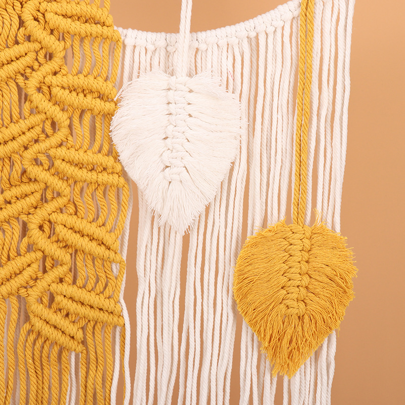 (2개) 보헤미안 손으로 짠 태피스트리 다채로운 잎 벽 교수형 거실 유명한 보헤미안 술 벽 장식