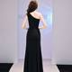 Host Evening Dress Light Luxury Niche One-shoulder Black Long Dress Dress Women's Fishtail Off-shoulder Dress