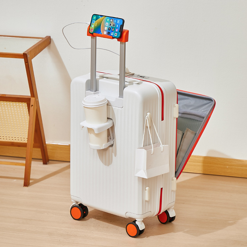 Entrega de una pieza de Apertura frontal de negocios equipaje universal rueda trolley caso femenino multifunción cremallera contraseña viaje