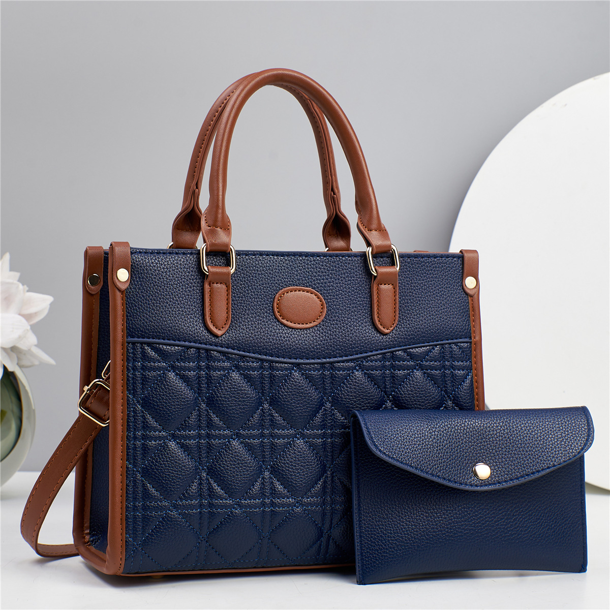 All Seasons Season Women's Gender Women's Pu Leather Color Block Classic Style Square Zipper Bag Sets