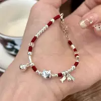 Новая девушка сердце кошка маленькая рыбка красная веревка на берегу кои ручная веревка натальный год браслет ручной колокольчик плетеный браслет