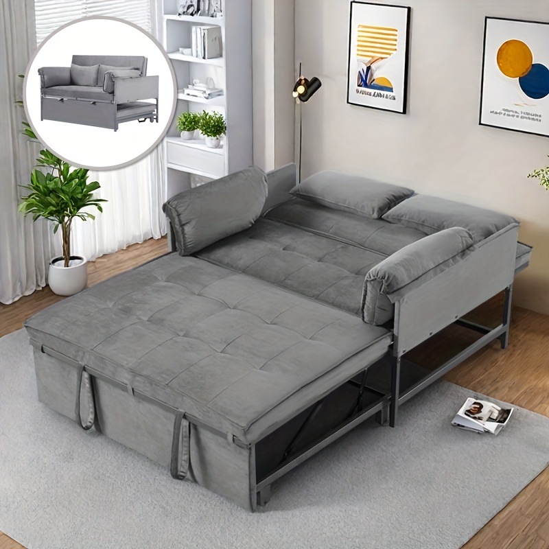 3 in 1 Multifunctional Sofa Bed Velvet Fabric With Side Transfronterizo